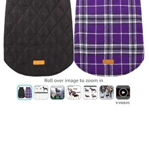 Large purple reversible waterproof dog winter coat British style (200)